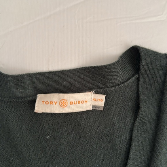Tory Burch Madison English Green Reva button cardigan sweater XL - Picture 6 of 11